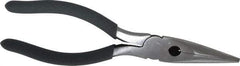 Value Collection - 8" OAL, 2" Jaw Length x 7/8" Jaw Width, Long Nose Side Cutting Pliers - Serrated Jaw, Standard Head, Plastic Dipped Handles - Benchmark Tooling