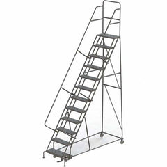 TRI-ARC - 156" 12 Step Rolling Platform Ladder - 450 Lb Capacity, 120" Platform Height, 35" Base Width x 90" Depth, Perforated Tread - Benchmark Tooling