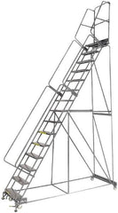 Ballymore - 192" 15 Step Ladder - Lock Step Rolling Safety Ladder, 450 Lb Capacity, 150" Platform Height, 40" Base Width x 106" Depth, Expanded Metal Tread - Benchmark Tooling