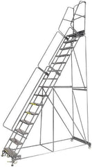 Ballymore - 192" 15 Step Ladder - Lock Step Rolling Safety Ladder, 450 Lb Capacity, 150" Platform Height, 40" Base Width x 106" Depth, Perforated Tread - Benchmark Tooling