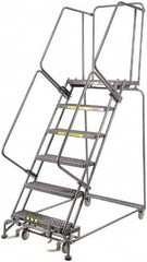 Ballymore - 93" 6 Step Ladder - 450 Lb Capacity, 60" Platform Height, 30" Base Width x 56" Depth, Heavy-Duty Serrated Grating - Benchmark Tooling