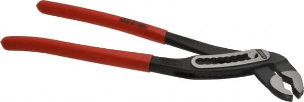 Knipex - 12" OAL, 2-3/4" Max Capacity, 9 Position Water Pump Tongue & Groove Pliers - Self-Gripping V-Jaws, Alligator Jaw Head, Plastic Dipped Handles - Benchmark Tooling