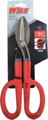 Wiss - 2-1/2" Length of Cut, Straight Pattern Tinner's Snip - 11" OAL, Cushion Grip Handle, 21 AWG Steel Capacity - Benchmark Tooling