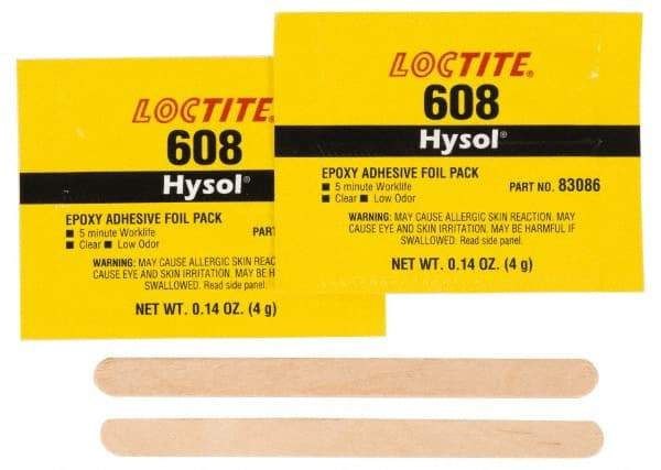 Loctite - 0.14 oz Pouch Two Part Epoxy - 5 min Working Time, 1,500 psi Shear Strength, Series 608 - Benchmark Tooling