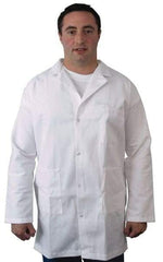 PRO-SAFE - Size M White Lab Coat - Polyester and Cotton, Snap Front, Open Wrists, (2 Pass Through Pockets and Front Chest and Hip Pocket) - Benchmark Tooling