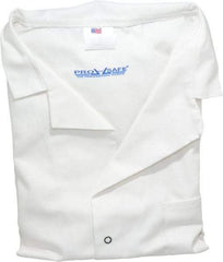 PRO-SAFE - Size L White Lab Coat - Polyester and Cotton, Snap Front, Open Wrists, (2 Pass Through Pockets and Front Chest and Hip Pocket) - Benchmark Tooling