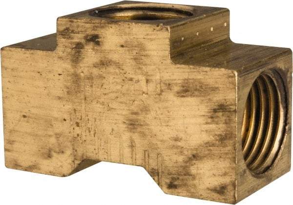 Eaton - 1/4" Tube OD, 45° Brass Flared Tube Inverted Union Tee - Flare x Flare x Flare Ends - Benchmark Tooling