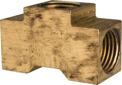 Eaton - 1/4" Tube OD, 45° Brass Flared Tube Inverted Union Tee - Flare x Flare x Flare Ends - Benchmark Tooling