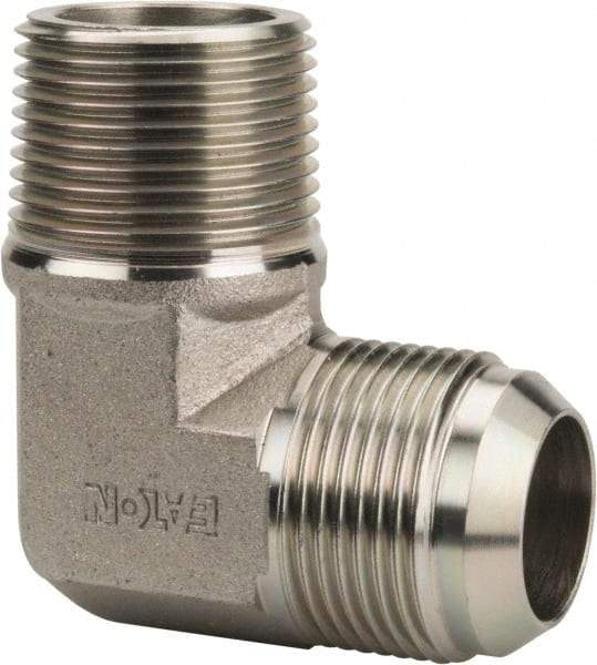 Eaton - 1" Tube OD, 37° Steel Flared Tube Male Elbow - 1 NPT, Flare x MNPT Ends - Benchmark Tooling