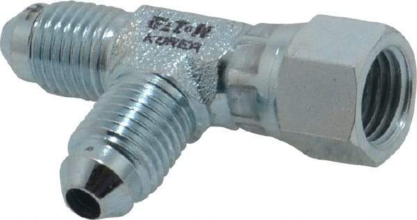 Eaton - 1/4" Tube OD, 37° Steel Flared Tube Swivel Nut Run Tee - Flare x Swivel x Flare Ends - Benchmark Tooling