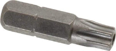 Apex - 1/4" Drive T30 Torx Screwdriver Bit - 1" OAL, Tamper Resistant Bit - Benchmark Tooling