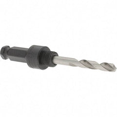 Milwaukee Tool - 5/8 to 1-3/16" Tool Diam Compatibility, Straight Shank, Steel Integral Pilot Drill, Hole Cutting Tool Arbor - 1/2" Min Chuck, Hex Shank Cross Section, Threaded Shank Attachment, For Hole Saws - Benchmark Tooling