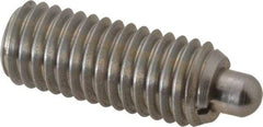 Gibraltar - 1/2-13, 1-1/4" Thread Length, 1/4" Plunger Projection, Stainless Steel Threaded Spring Plunger - 1/4" Max Plunger Diam, 1-1/4" Plunger Length, 2.7 Lb Init End Force, 9.3 Lb Final End Force, 0.1562" Hex - Benchmark Tooling