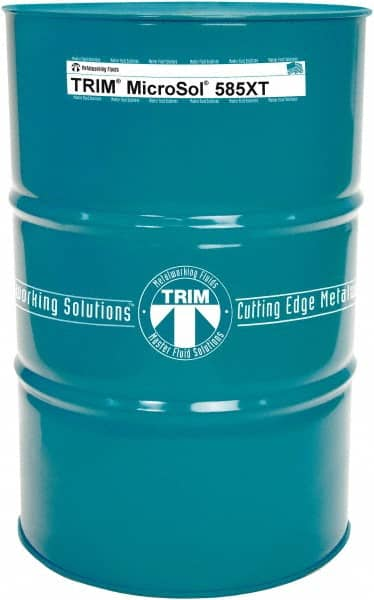 Master Fluid Solutions - Trim MicroSol 585XT, 54 Gal Drum Cutting & Grinding Fluid - Semisynthetic, For Aluminum Alloys, Cast Iron, Composites, Copper, Plastics, Steels & Titanium - Benchmark Tooling