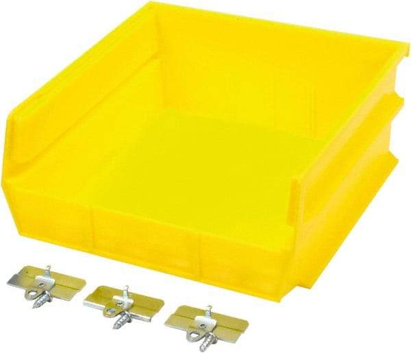 Triton - 10-7/8" Deep, Yellow Polypropylene Hopper Stacking Bin - 5" High x 11" Wide x 10-7/8" Long - Benchmark Tooling