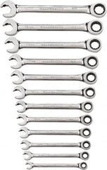 GearWrench - 12 Piece, 8mm to 19mm, 12 Point Ratcheting Combination Wrench Set - Metric Measurement Standard, Chrome Finish - Benchmark Tooling