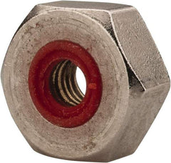 APM HEXSEAL - #10-32 Thread, 3/8" Wide x 7/32" High, Brass Self Sealing Hex Jam Nut - Nickel Plated, Silicone O Ring, Right Hand, UNF Thread - Benchmark Tooling