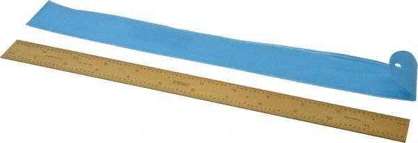 Fowler - 12" Long, 1/64, 1/32, 1/16, 1/8" Graduation, Rigid Steel Rule - 4R Graduation Style, 1" Wide, Yellow, Titanium Finish - Benchmark Tooling