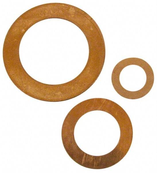 Made in USA - 0.005" Thick, 1/2" Inside x 3/4" OD, Round Shim - 7/16" Screw, Uncoated C-172 Copper - Benchmark Tooling