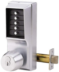 Kaba Access - 1-3/8 to 2-1/4" Door Thickness, Satin Chrome Pushbutton Knob Lockset - 2-3/4" Back Set - Benchmark Tooling