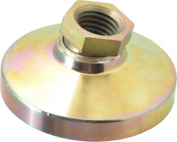 Gibraltar - 3357 kg Capacity, M20 Thread, 38mm OAL, Steel Stud, Tapped Pivotal Socket Mount Leveling Pad - 76mm Base Diam, Steel Pad, 27mm Hex - Benchmark Tooling
