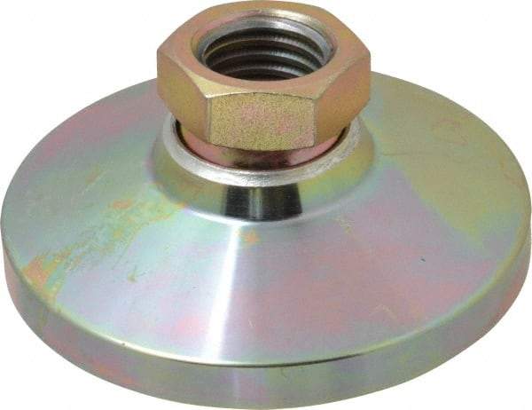 Gibraltar - 9072 kg Capacity, M24 Thread, 47.6mm OAL, Steel Stud, Tapped Pivotal Socket Mount Leveling Pad - 101mm Base Diam, Steel Pad, 35mm Hex - Benchmark Tooling
