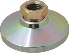 Gibraltar - 9072 kg Capacity, M24 Thread, 47.6mm OAL, Steel Stud, Tapped Pivotal Socket Mount Leveling Pad - 101mm Base Diam, Steel Pad, 35mm Hex - Benchmark Tooling