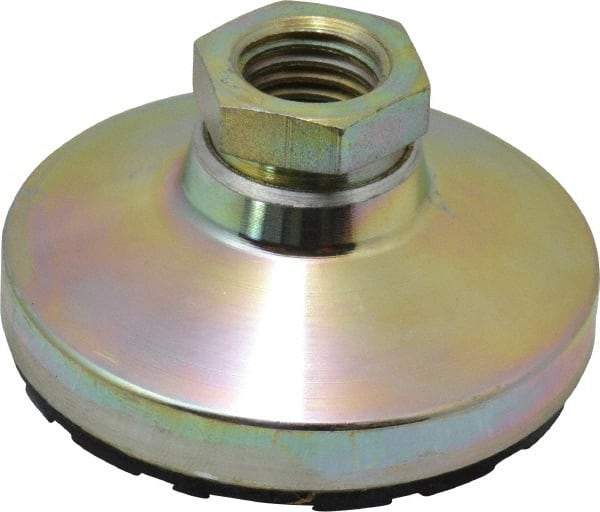 Gibraltar - 544 kg Capacity, M16 Thread, 31.7mm OAL, Steel Stud, Tapped Pivotal Socket Mount Leveling Pad - 63.5mm Base Diam, Rubber Pad, 22mm Hex - Benchmark Tooling