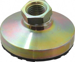 Gibraltar - 816 kg Capacity, M20 Thread, 38mm OAL, Steel Stud, Tapped Pivotal Socket Mount Leveling Pad - 76mm Base Diam, Rubber Pad, 27mm Hex - Benchmark Tooling