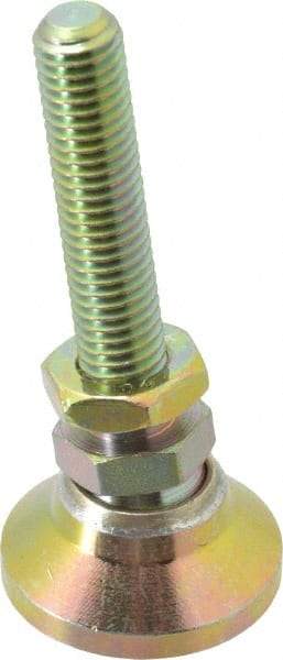 Gibraltar - M10 Bolt Thread, Studded Pivotal Stud Mount Leveling Pad & Mount - 1,701 Kg Capacity, 31.7mm Base Diam, 51mm Thread Length - Benchmark Tooling