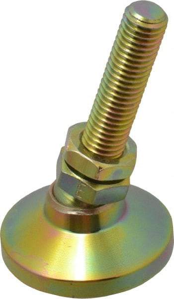 Gibraltar - M12 Bolt Thread, Studded Pivotal Stud Mount Leveling Pad & Mount - 2,268 Kg Capacity, 47.6mm Base Diam, 51mm Thread Length - Benchmark Tooling
