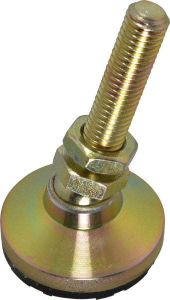 Gibraltar - M12 Bolt Thread, Studded Pivotal Stud Mount Leveling Pad & Mount - 317 Kg Capacity, 47.6mm Base Diam, 51mm Thread Length - Benchmark Tooling