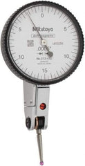 Mitutoyo - 0.03 Inch Range, 0.0005 Inch Dial Graduation, Horizontal Dial Test Indicator - 1.54 Inch White Dial, 0-15-0 Dial Reading, Accurate to 0.0005 Inch - Benchmark Tooling