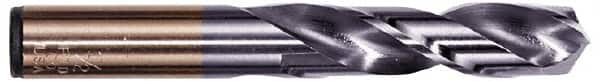 Hertel - #1 135° Spiral Flute Cobalt Screw Machine Drill Bit - TiAlN Finish, Right Hand Cut, 1-5/16" Flute Length, 2-7/16" OAL, Split Point, Straight Shank - Benchmark Tooling