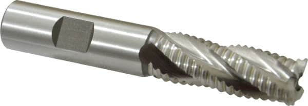 Hertel - 5/8" Diam, Coarse Pitch, 1-5/8" LOC, 4 Flute Cobalt Roughing Square End Mill - Uncoated, 3-3/4" OAL, 5/8" Shank Diam, Single End, 30° Helix - Benchmark Tooling