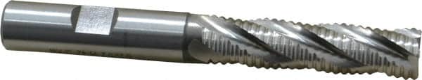 Hertel - 1/2" Diam, Coarse Pitch, 2" LOC, 4 Flute Cobalt Roughing Square End Mill - Uncoated, 4" OAL, 1/2" Shank Diam, Single End, 30° Helix - Benchmark Tooling