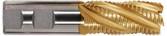 Hertel - 3/8" Diam, Fine Pitch, 1-1/2" LOC, 4 Flute Cobalt Roughing Square End Mill - TiN Finish, 3-1/4" OAL, 3/8" Shank Diam, Single End, Centercutting, 30° Helix - Benchmark Tooling