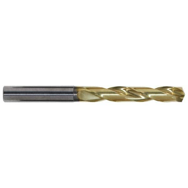 Jobber Length Drill Bit: 0.3622″ Dia, 140 °, Solid Carbide TiN Finish, Right Hand Cut, Spiral Flute, Straight-Cylindrical Shank