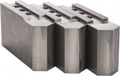 H & R Manufacturing - 16 to 20" Chuck Capacity, 3/32 x 90° Serrated Attachment, Square Soft Lathe Chuck Jaw - 3 Jaws, Steel, 1-9/16" Btw Mount Hole Ctrs, 9" Long x 2-1/2" Wide x 5" High, 1" Groove - Benchmark Tooling