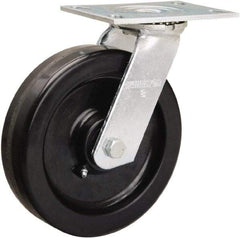 Hamilton - 8" Diam x 2" Wide x 9-1/2" OAH Top Plate Mount Swivel Caster - Phenolic, 900 Lb Capacity, Straight Roller Bearing, 4-1/2 x 6-1/4" Plate - Benchmark Tooling
