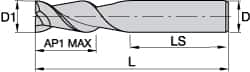 Kennametal - 0.787", 2 Flute, Single End, Solid Carbide, Corner Chamfer End Mill - 104mm OAL, 45° Helix, Right Hand Flute, 38mm LOC, Right Hand Cut - Benchmark Tooling