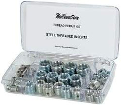 Made in USA - 44 Inserts, #10 - 3/4 Internal Thread, 3/8-16, 1-8 UNC, Steel, Thread Repair Kit - Exact Industrial Supply