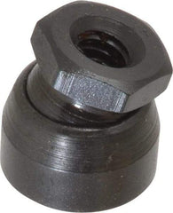 TE-CO - 1/4-20, 5/8" Pad Diam, Uncoated Bottom, Steel Toggle Pad - 13/32 Depth, 5/8" OAL, 1/2" Width Across Flats, Black Oxide Coated, Grade 12L14, 10° Swivel Angle - Benchmark Tooling