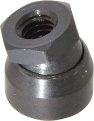 TE-CO - 5/16-18, 11/16" Pad Diam, Uncoated Bottom, Steel Toggle Pad - 7/16 Depth, 11/16" OAL, 9/16" Width Across Flats, Black Oxide Coated, Grade 12L14, 10° Swivel Angle - Benchmark Tooling