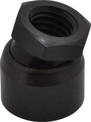 TE-CO - 1/2-13, 7/8" Pad Diam, Uncoated Bottom, Steel Toggle Pad - 17/32 Depth, 1" OAL, 3/4" Width Across Flats, Black Oxide Coated, Grade 12L14, 10° Swivel Angle - Benchmark Tooling