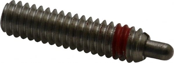 TE-CO - 1/4-20, 1" Thread Length, 3/16" Plunger Projection, Zinc Plated Stainless Steel Threaded Spring Plunger - Benchmark Tooling