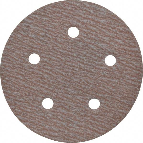 Norton - 5" Diam, 180 Grit, Aluminum Oxide Hook & Loop Disc - Very Fine Grade, Coated, B Weight Paper Backing, Series A275 - Benchmark Tooling