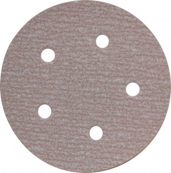 Norton - 5" Diam, 220 Grit, Aluminum Oxide Hook & Loop Disc - Very Fine Grade, Coated, B Weight Paper Backing, Series A275 - Benchmark Tooling