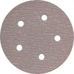 Norton - 5" Diam, 220 Grit, Aluminum Oxide Hook & Loop Disc - Very Fine Grade, Coated, B Weight Paper Backing, Series A275 - Benchmark Tooling