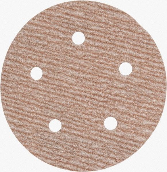 Norton - 5" Diam, 240 Grit, Aluminum Oxide Hook & Loop Disc - Very Fine Grade, Coated, B Weight Paper Backing, Series A275 - Benchmark Tooling